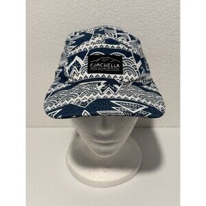 Coachella x H&M 5 Panel Hat Cap Geometric Blue Pattern Music Festival Concert